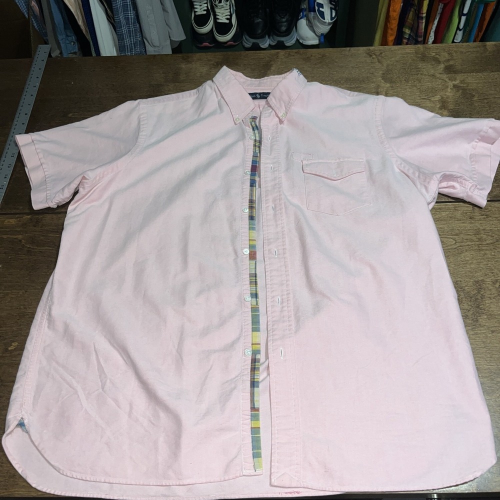 Vintage Ralph Lauren Shirt Mens Extra Large Pink Button Down Patches Pony Shirt